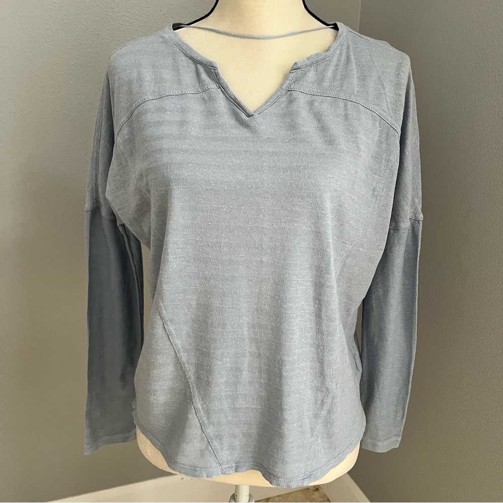 Prana Soft Blue Long Sleeve Blouse